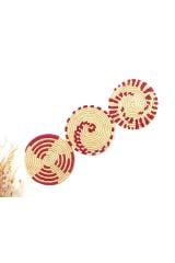 Phoenix Hasır Duvar Süsü_ 3'lü set_ 30 cm _bordo